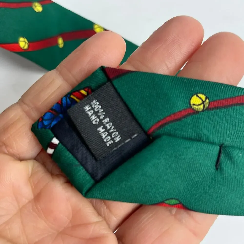 Santa's‎ Dream Green Christmas Holiday Winter Gingerbread Candy Cane Rayon Tie